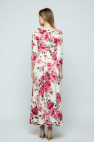 Cream/Pink Floral 3/4 Sleeve Maternity/Nursing maxi Dress