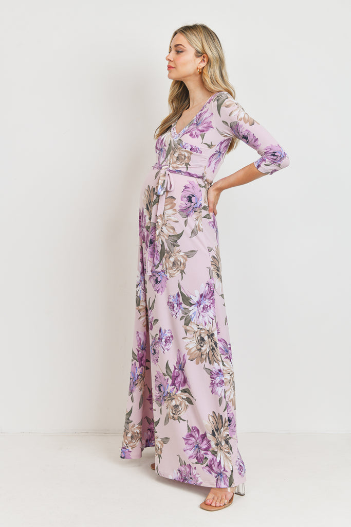 Lavender Floral Maternity & Nursing Maxi Dress