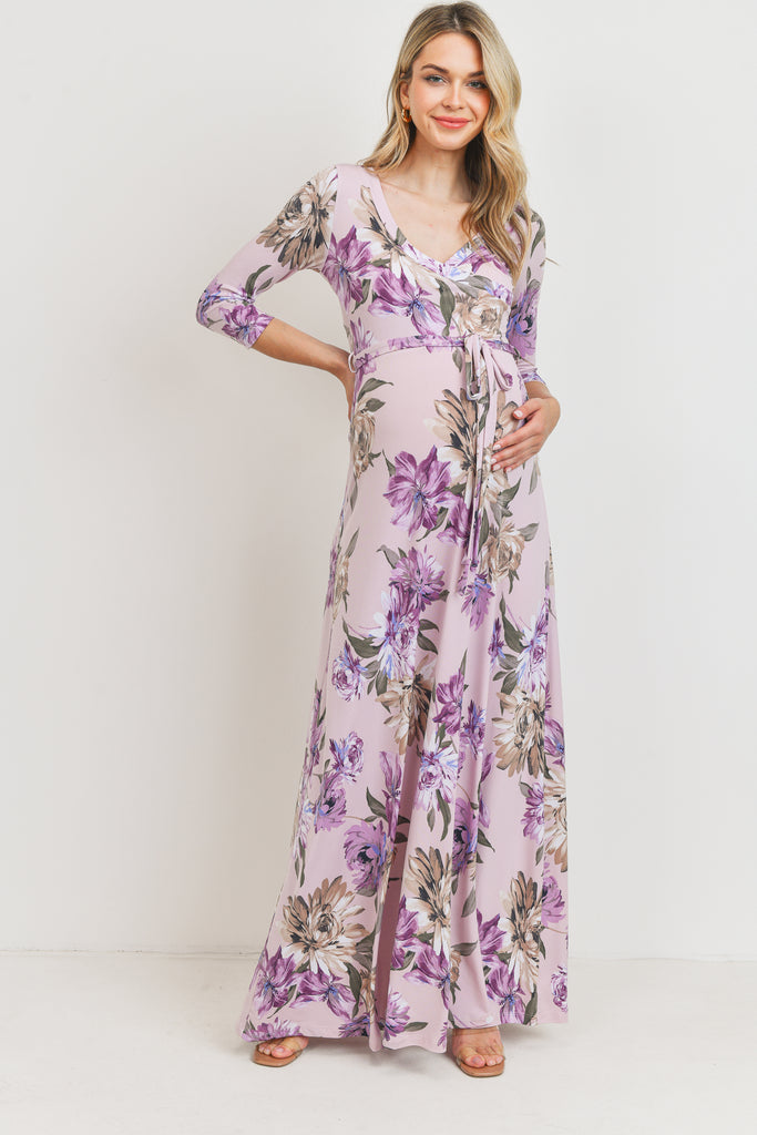 Lavender Floral Maternity & Nursing Maxi Dress