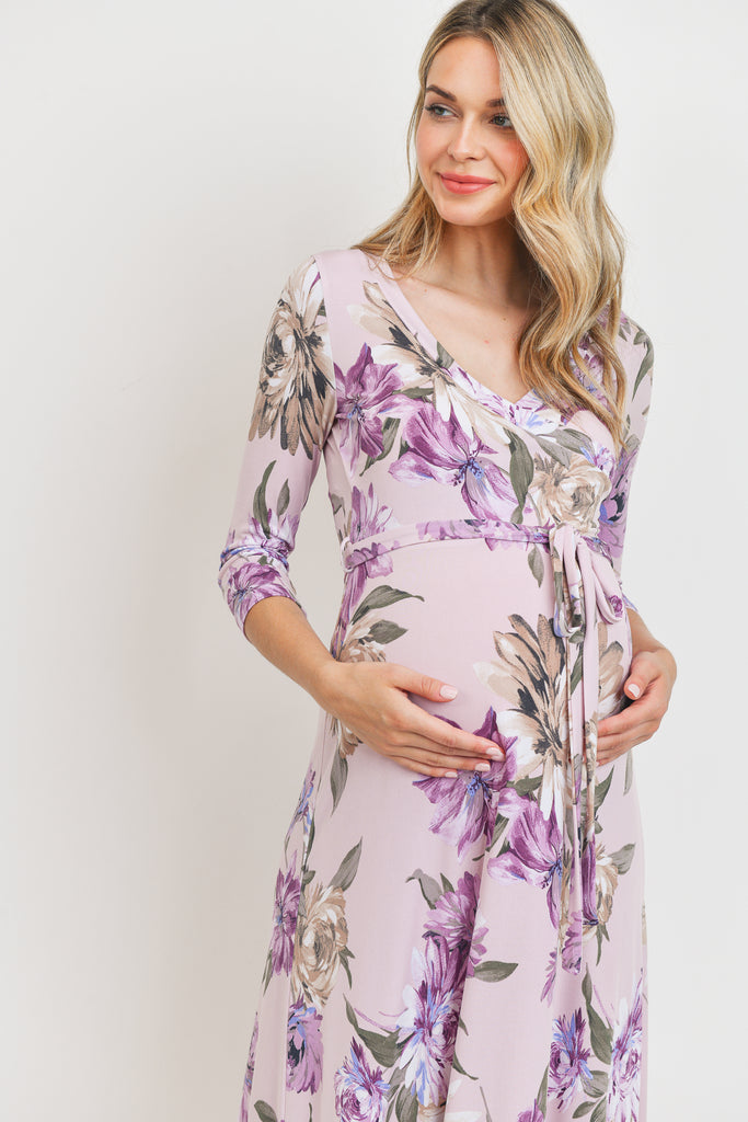 Lavender Floral Maternity & Nursing Maxi Dress