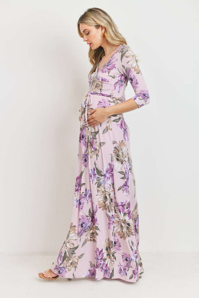 Lavender Floral Maternity & Nursing Maxi Dress