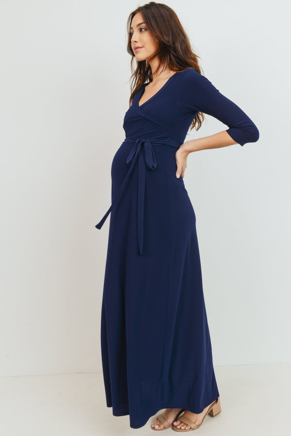 Surplice Wrap Maternity Nursing Dress with Tie – HELLO MIZ