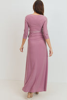 Mauve Tie Front Maternity/Nursing Wrap Maxi Dress