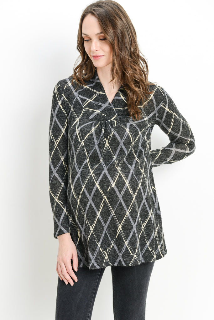 Black Diamond Plaid Maternity Sweater