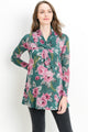 Green Floral Shawl Collar Maternity Sweater