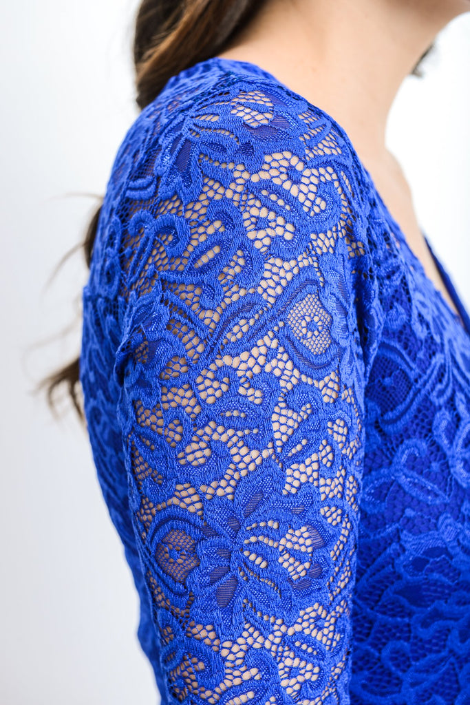 Royal Blue Lace V-Neck Maternity Bodycon Dress