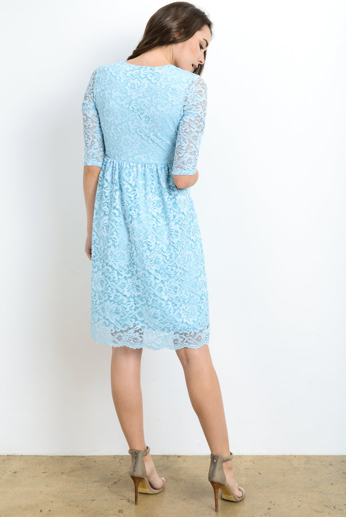 Aqua Floral Maternity/Nursing Wrap-Front Dress