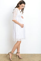 White Floral Maternity/Nursing Wrap-Front Dress