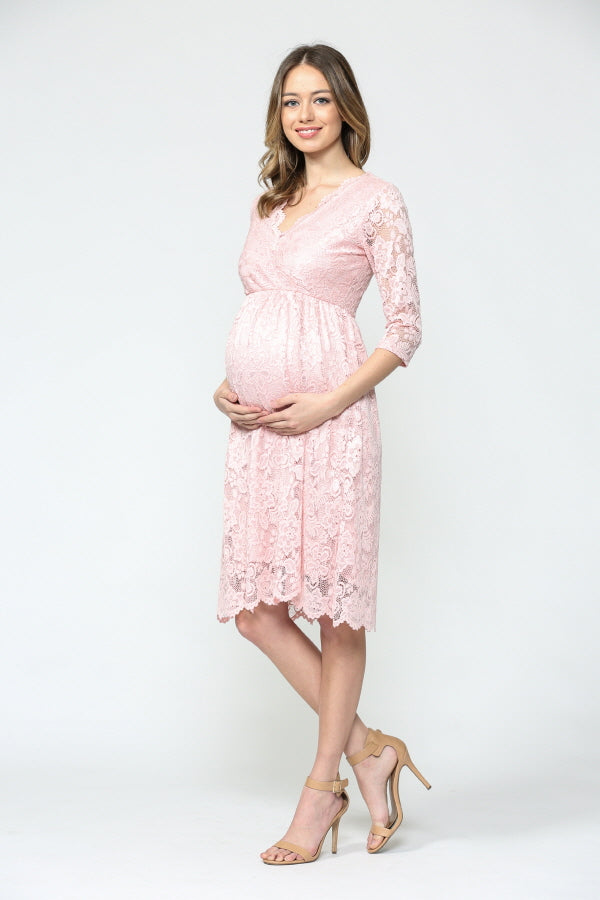 Blush Floral Maternity/Nursing Wrap-Front Dress