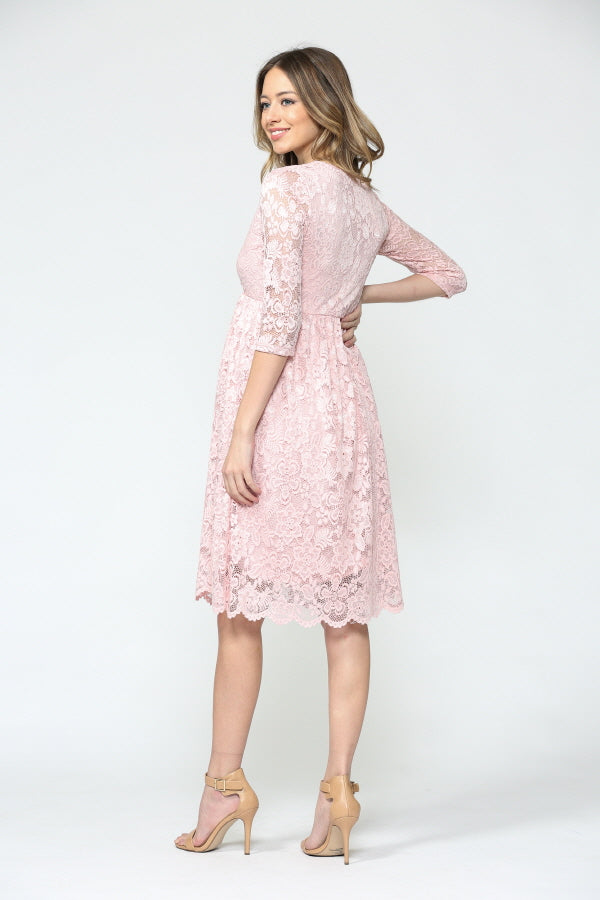 Blush Floral Maternity/Nursing Wrap-Front Dress