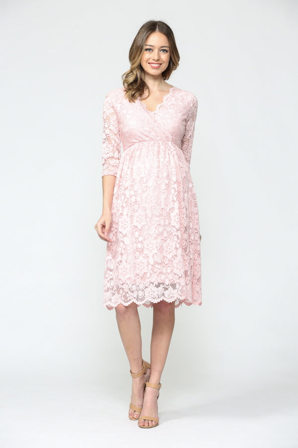 Blush Floral Maternity/Nursing Wrap-Front Dress