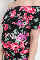 Black Riley Off Shoulder Ruffle Maternity Dress