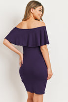 Purple Single Ruffle Off Shoulder Maternity Dress