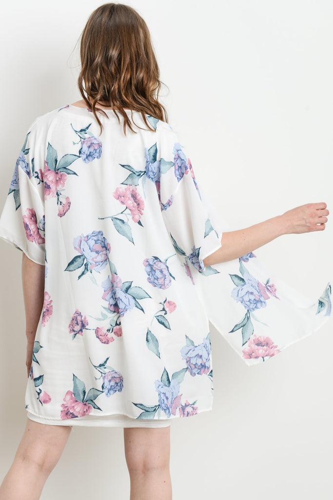 Off White Floral Chiffon Maternity Cardigan