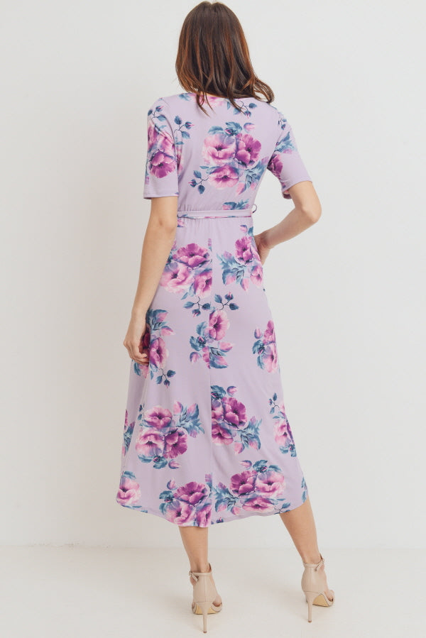 Lavender Floral High-Low Maternity/Nursing Dress