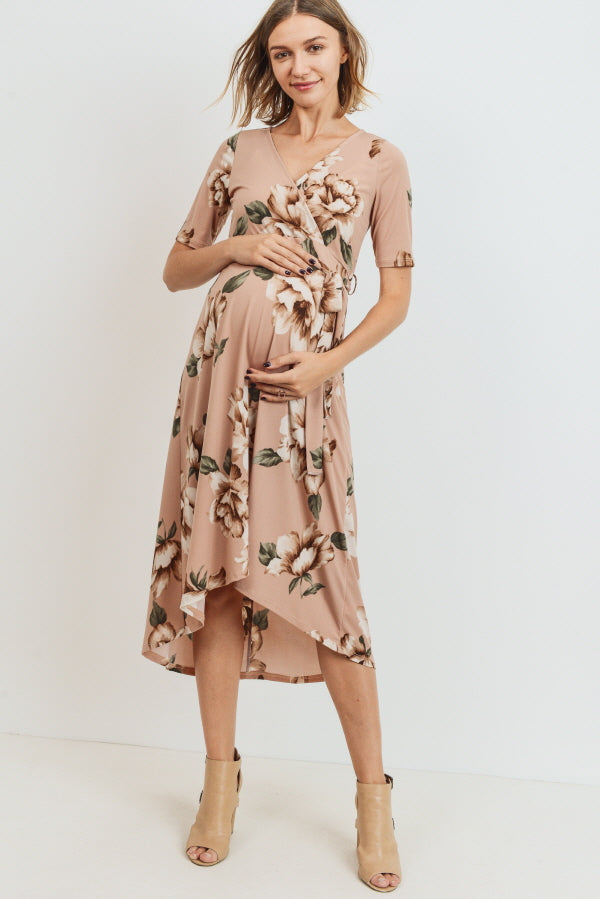 Blush Floral High Low Maternity & Nursing Dress