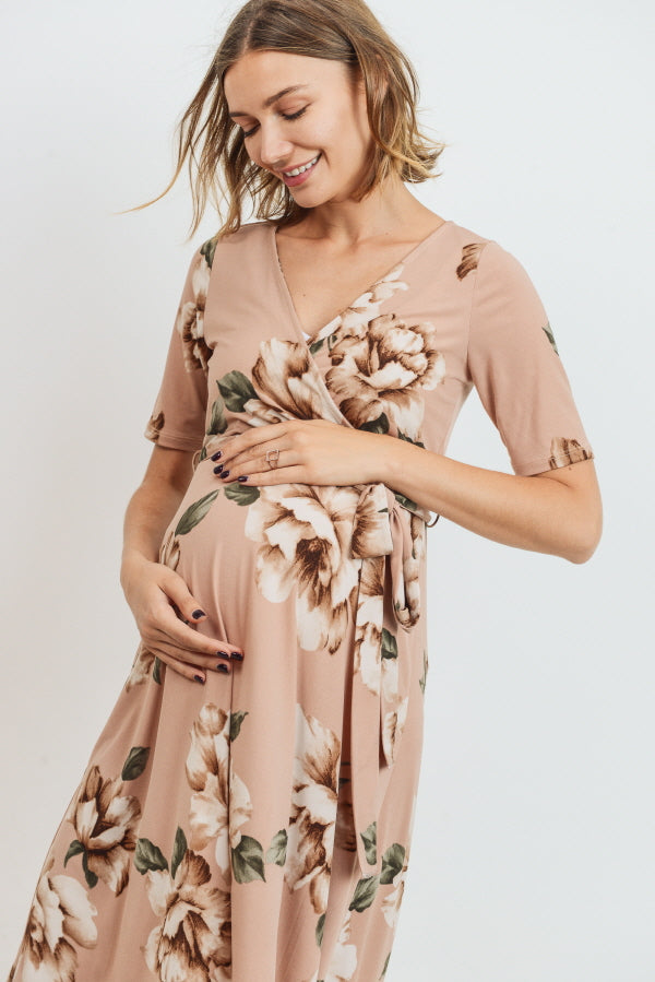 Blush Floral High Low Maternity & Nursing Dress