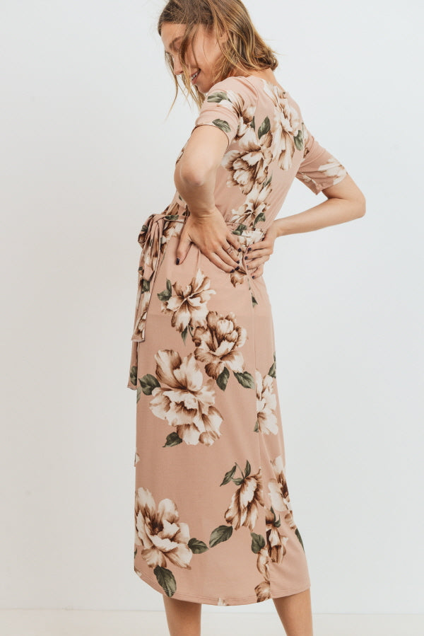 Blush Floral High Low Maternity & Nursing Dress