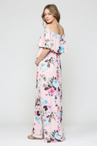 Blush Floral Ruffle Off Shoulder Maternity Maxi Dress