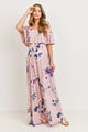 Mauve Floral Off Shoulder Maternity Maxi Dress