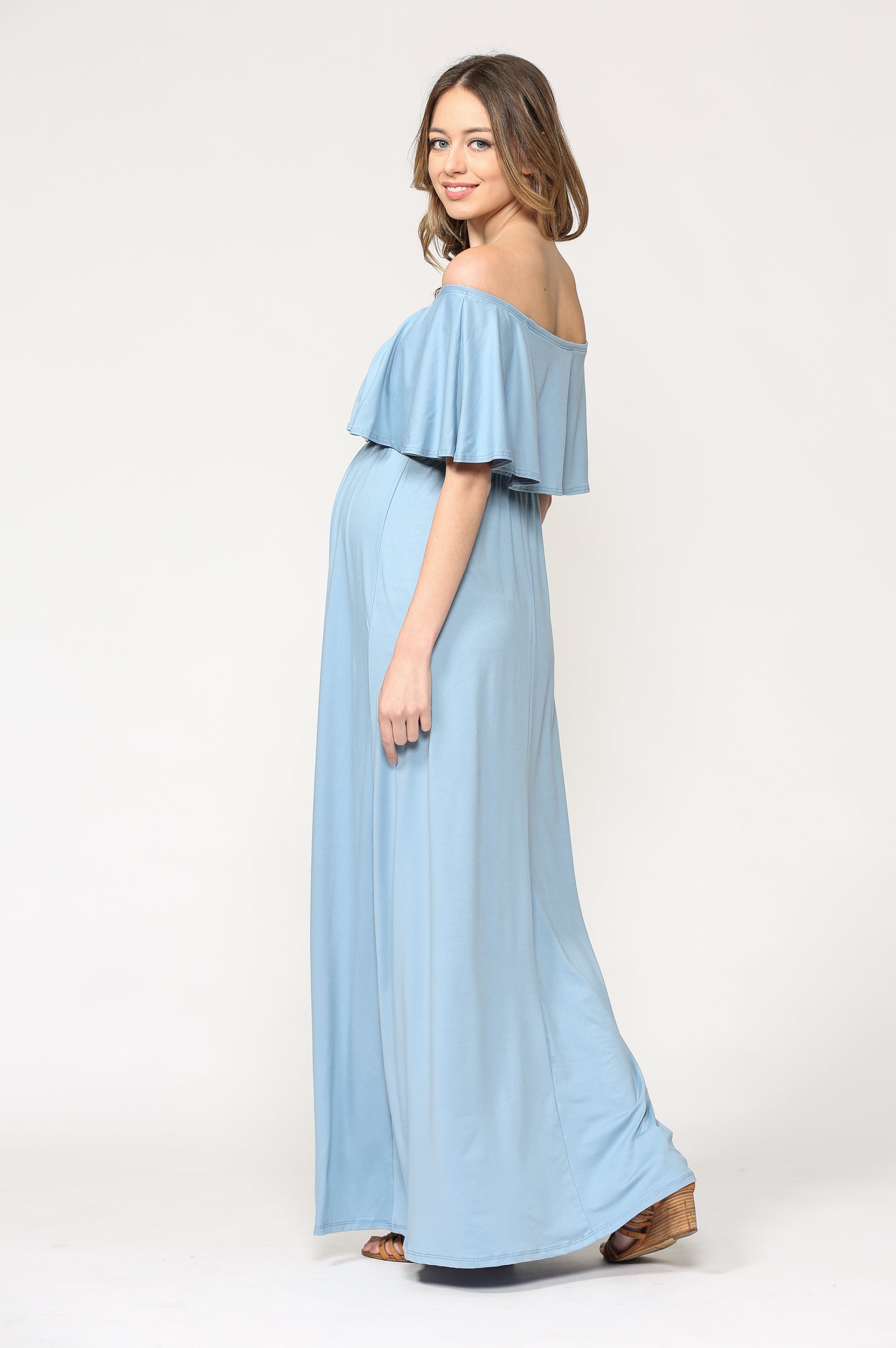 Ruffle off shoulder maternity dress new arrivals