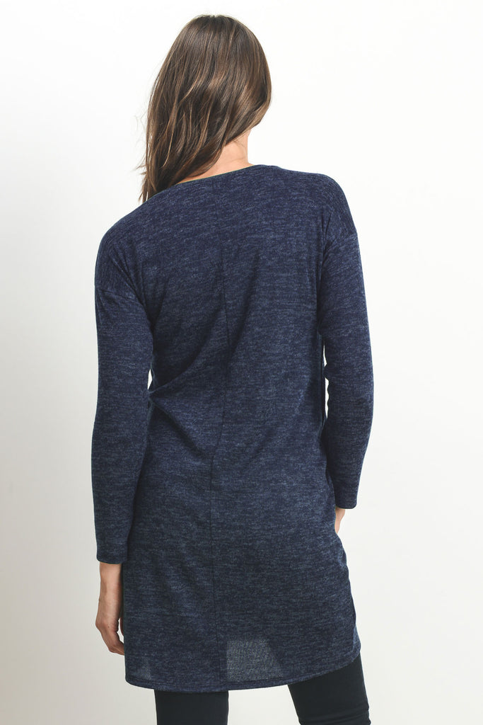 Navy/Grey Long Sleeve Maternity & Nursing Sweater Tunic