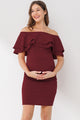 Double Ruffle Off Shoulder Maternity Dress