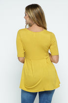 Mustard Solid Front Pleat Peplum Maternity Top