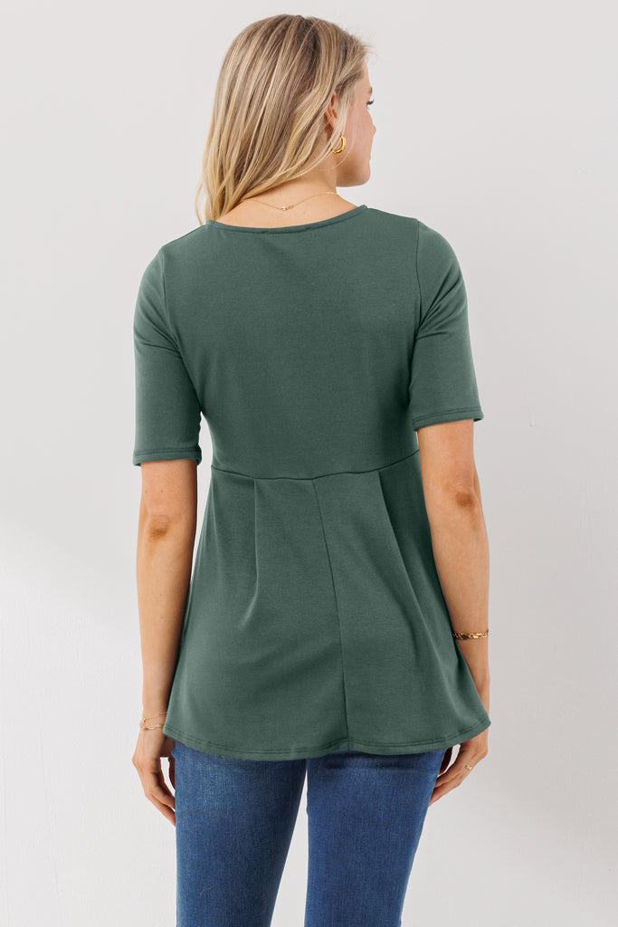 Hunter Green Front Pleat Peplum Maternity Top