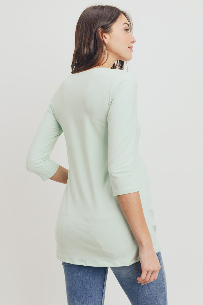 Mint Front Pleat Round Neck Maternity Top