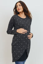 Charcoal Polka Dot Sweater Knit Maternity/Nursing Dress
