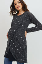 Charcoal Polka Dot Sweater Knit Maternity/Nursing Dress