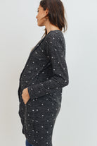 Charcoal Polka Dot Sweater Knit Maternity/Nursing Dress