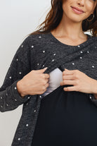Charcoal Polka Dot Sweater Knit Maternity/Nursing Dress
