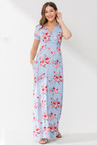 Chambray Surplice Short Sleeve Maternity/Nursing Dress