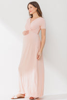 Blush Surplice Short Sleeve Maternity Maxi Dress