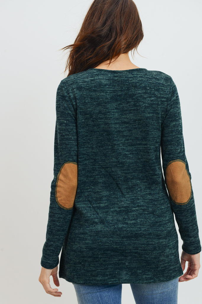 Green Elbow Patch Tunic Long Sleeve Maternity Top