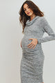 Heather Grey Cowl Neck Long Sleeve Maternity Sweater Dress