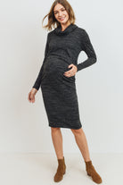 Black Cowl Neck Long Sleeve Maternity Sweater Dress