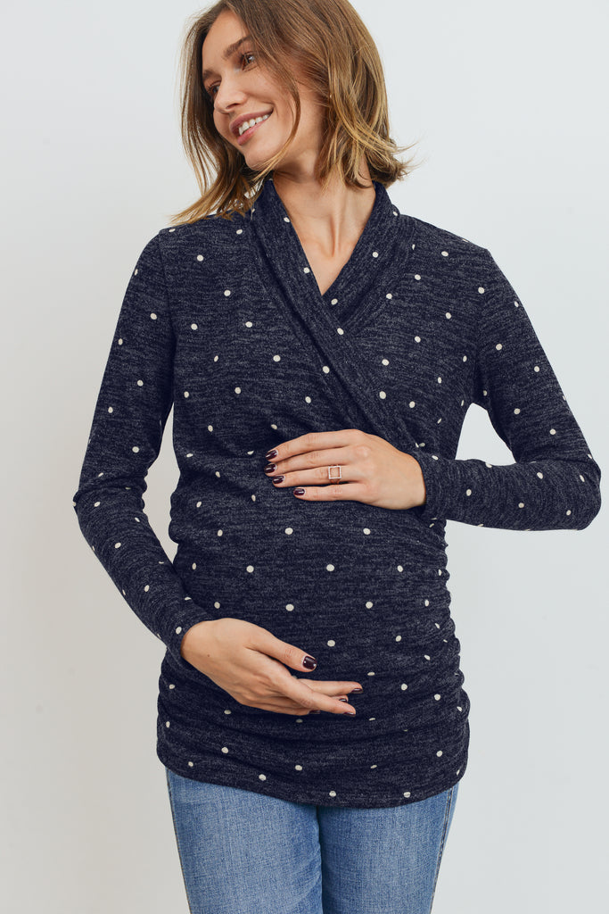 Navy Tunic Long Sleeve Sweater Maternity/Nursing Top