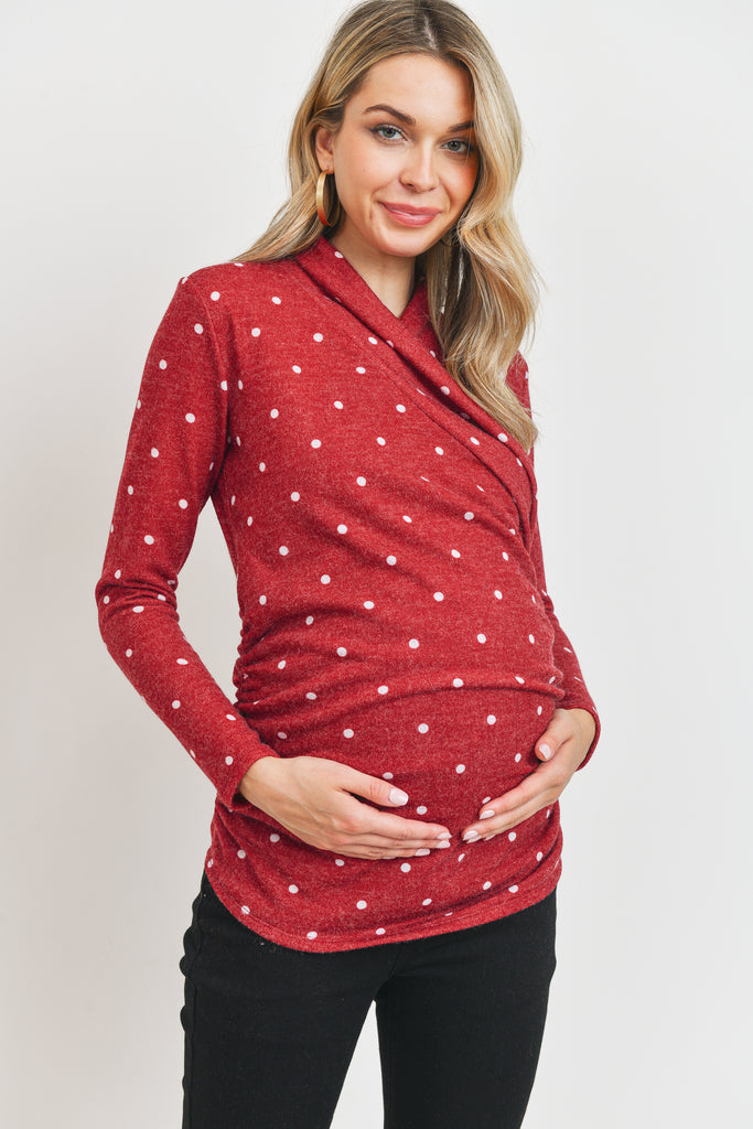 Burgundy Tunic Long Sleeve Sweater Maternity/Nursing Top