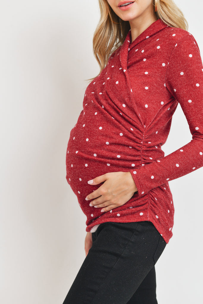 Burgundy Tunic Long Sleeve Sweater Maternity/Nursing Top