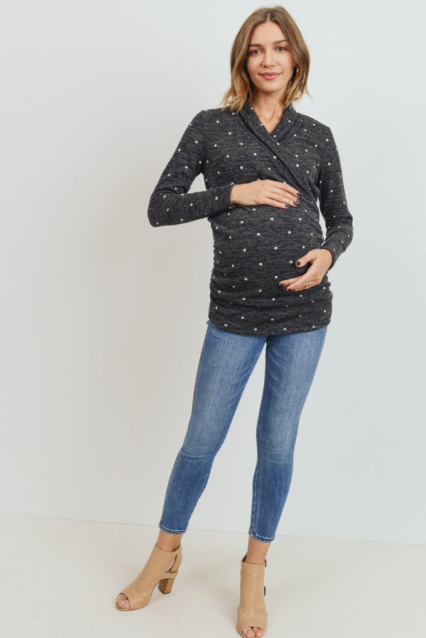 Charcoal Tunic Long Sleeve Sweater Maternity/Nursing Top