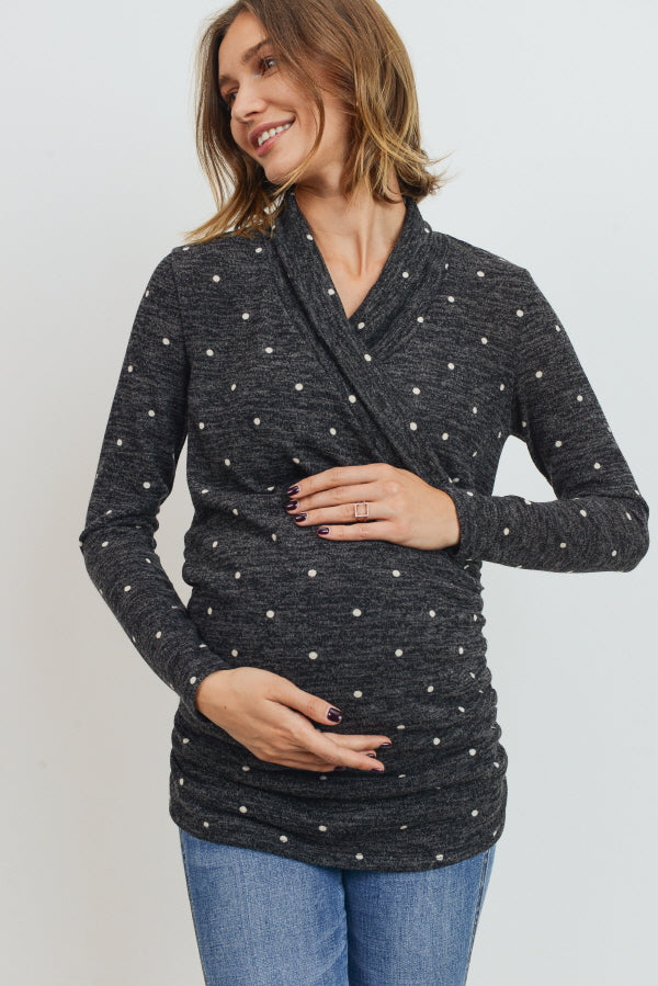 Charcoal Tunic Long Sleeve Sweater Maternity/Nursing Top