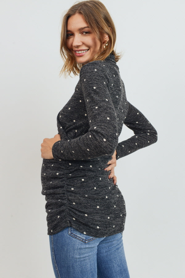 Charcoal Tunic Long Sleeve Sweater Maternity/Nursing Top