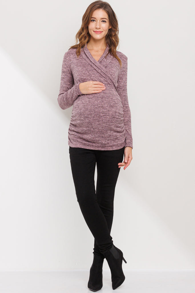 Mauve Tunic Sweater Maternity Top