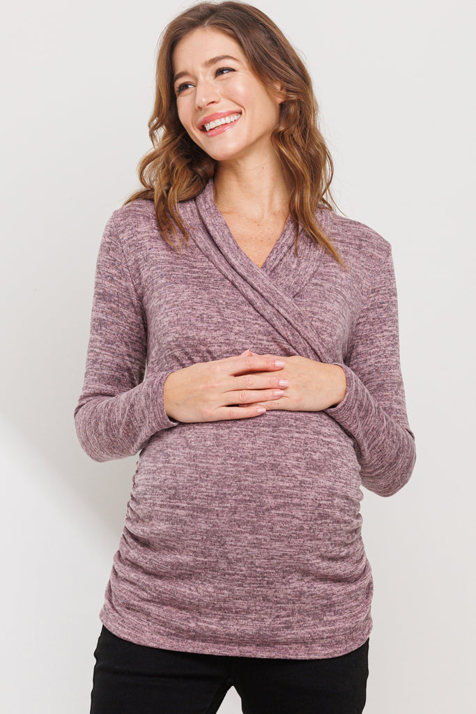 Mauve Tunic Sweater Maternity Top