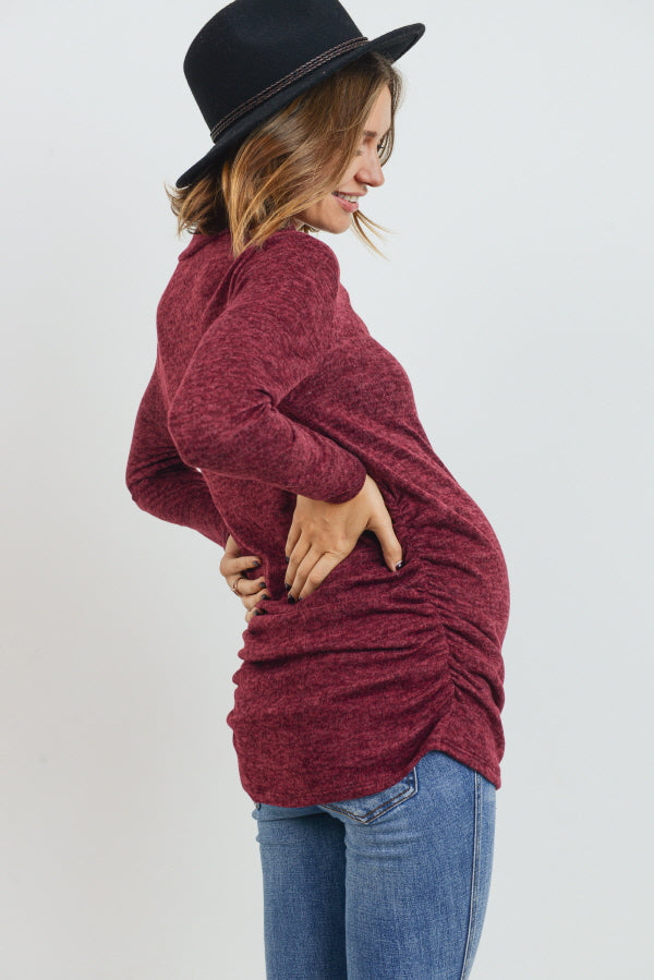 Burgundy Tunic Sweater Maternity Top