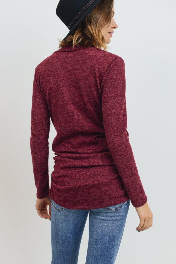 Burgundy Tunic Sweater Maternity Top