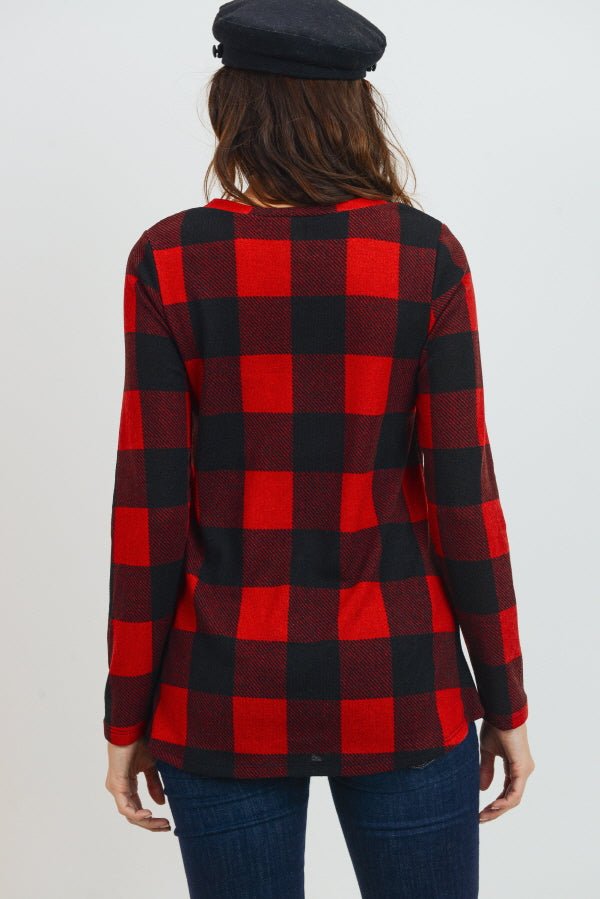 Red/Black Plaid Tunic Maternity/Nursing Sweater